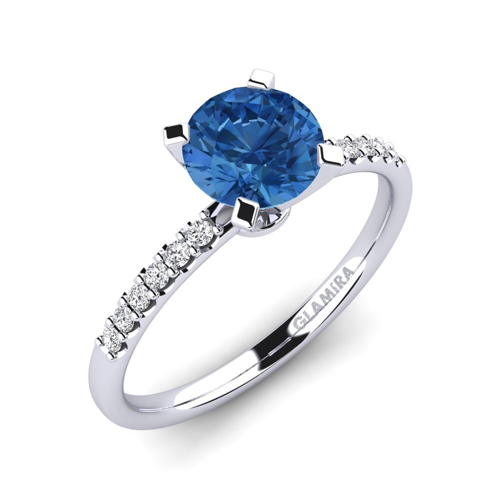 Circonita Azul Oscuro Anillo de compromiso Cadence