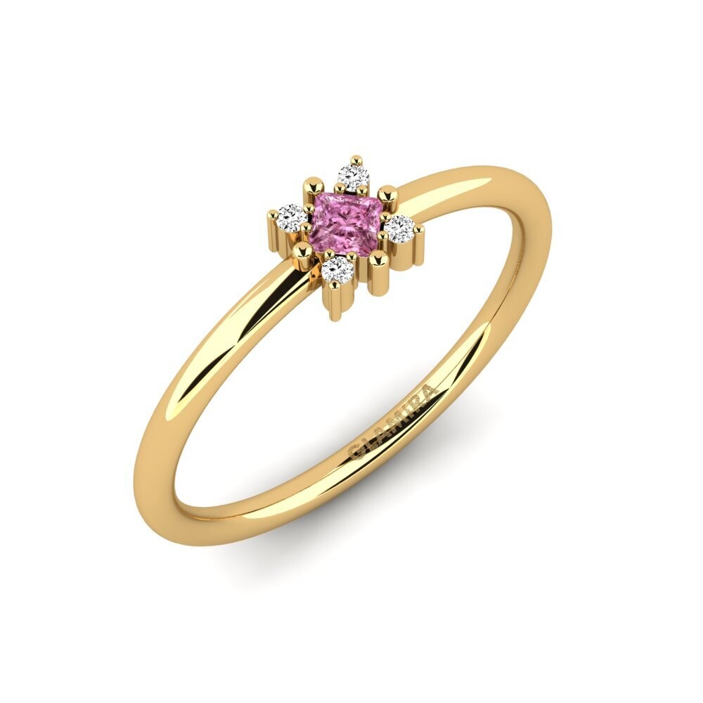 18k Oro Amarillo Granate Rhodolite Anillo de compromiso Calentes
