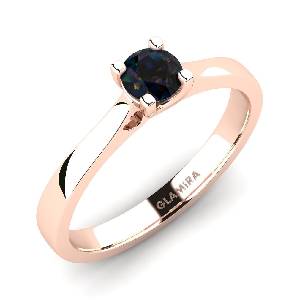 18k Oro Rosa Opalo Negro Anillo de compromiso Céline