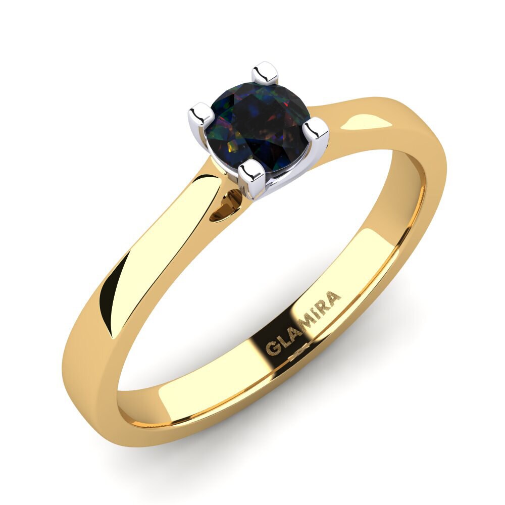 14ct Yellow / White Gold Black Opal Engagement Ring Céline