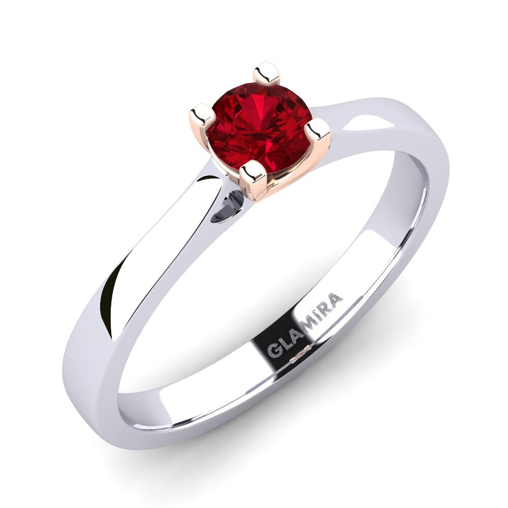 18ct White & Rose Gold Red Zirconia Engagement Ring Céline