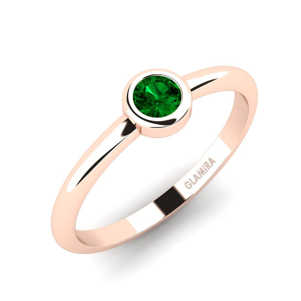 14ct Rose Gold Green Zirconia Women's Ring Clerical