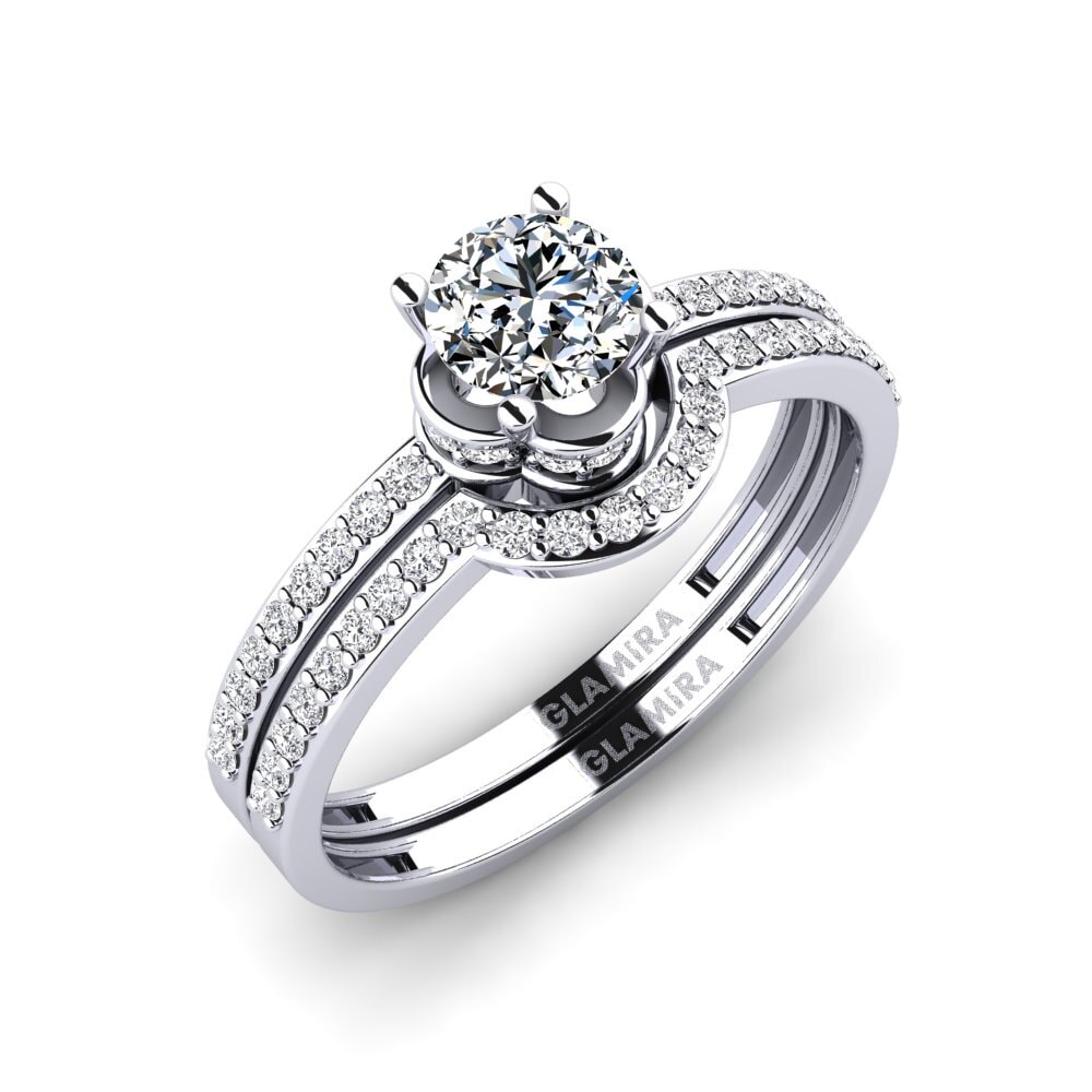 9k Oro Blanco Circonita Anillo Consecratedness SET