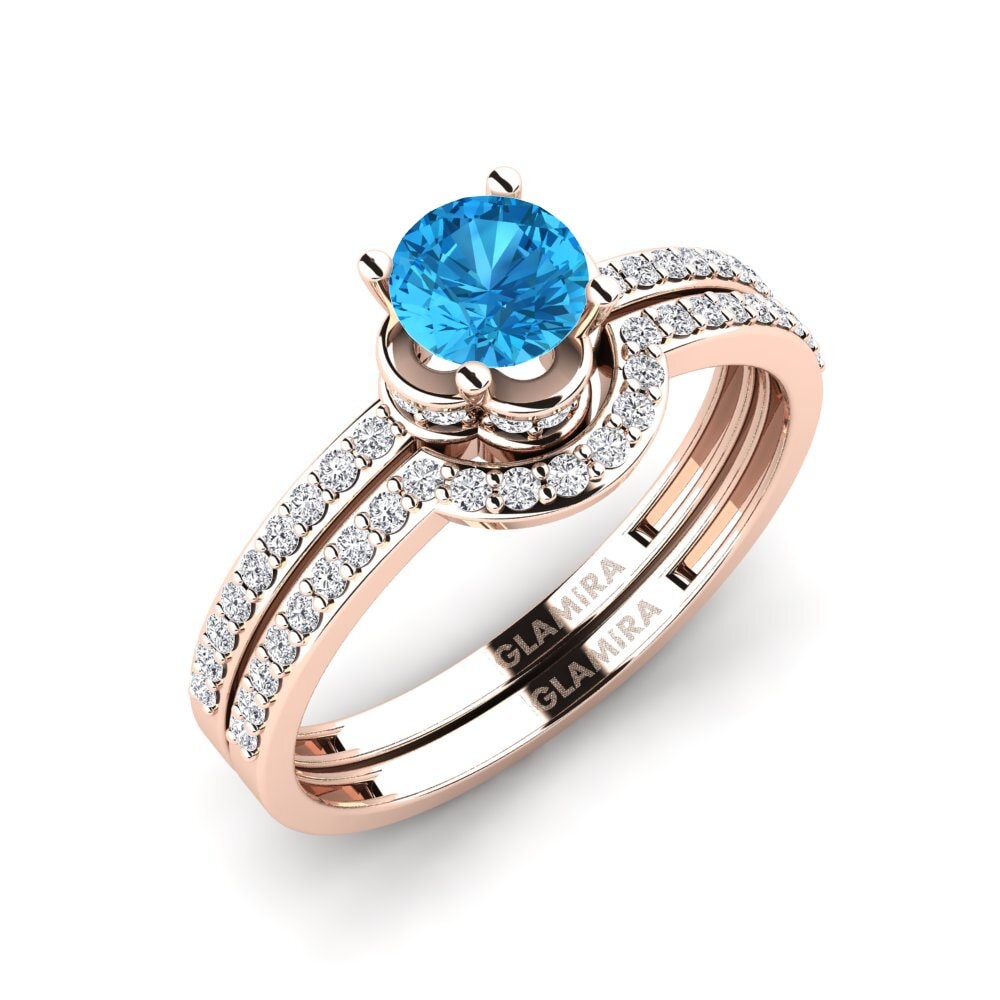 14ct Rose Gold Blue Topaz Ring Consecratedness SET
