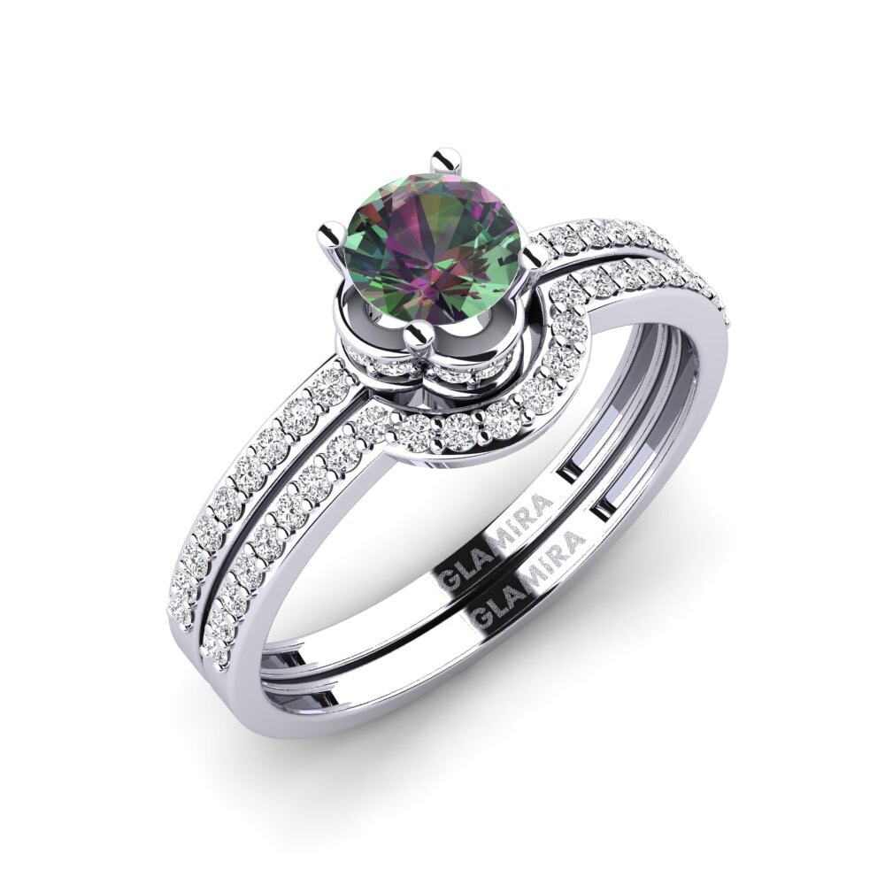 14ct White Gold Mystic Topaz Ring Consecratedness SET