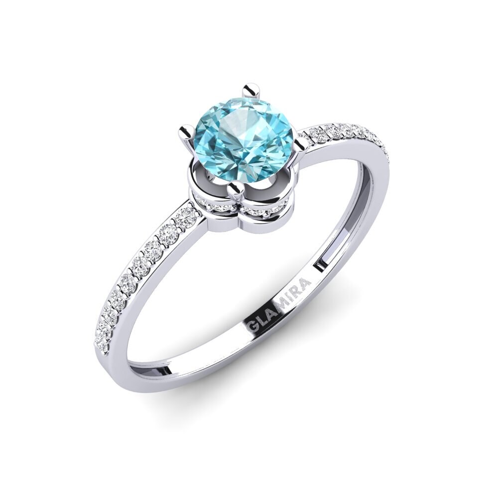 14ct White Gold Blue Zircon Engagement Ring Consecratedness A