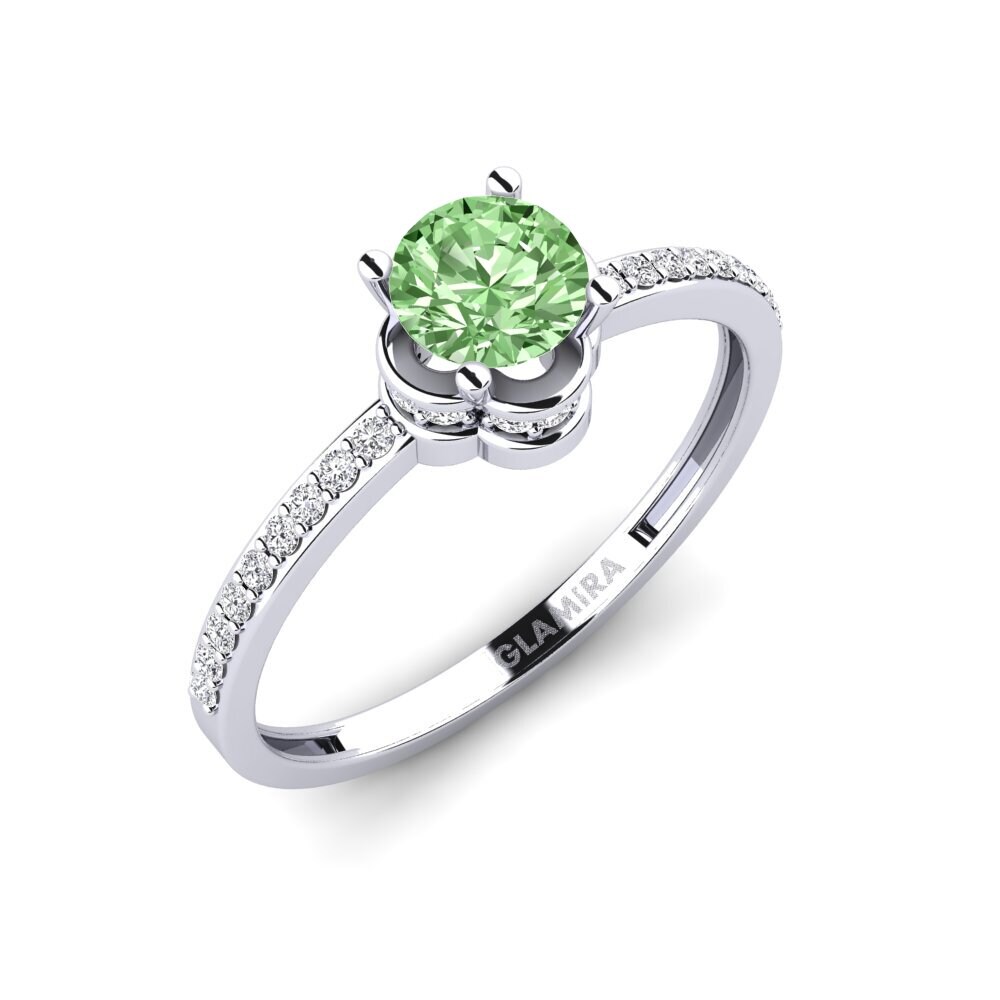 14ct White Gold Green Diamond Engagement Ring Consecratedness A