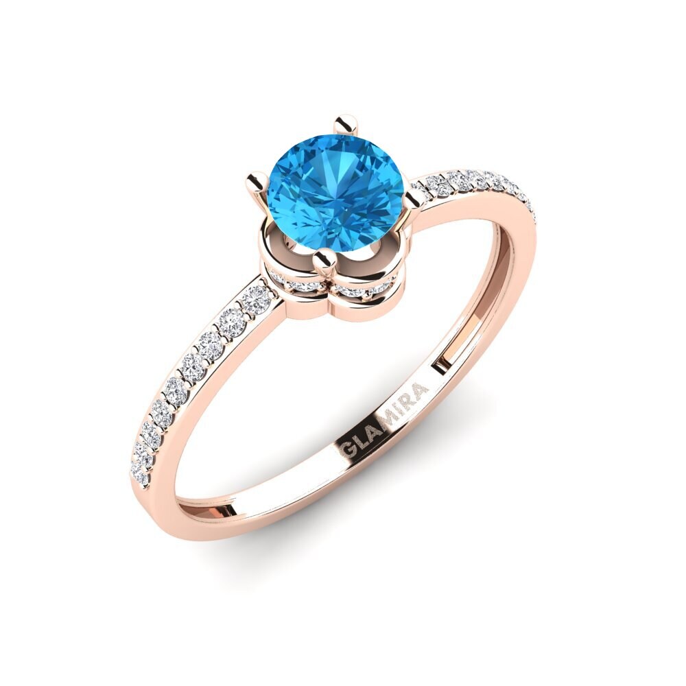 14ct Rose Gold Blue Topaz Engagement Ring Consecratedness A