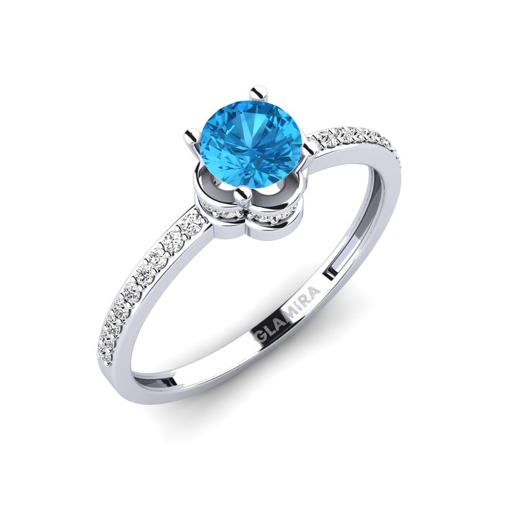 950 Platina Modrý topaz Zásnubní prsten Consecratedness A
