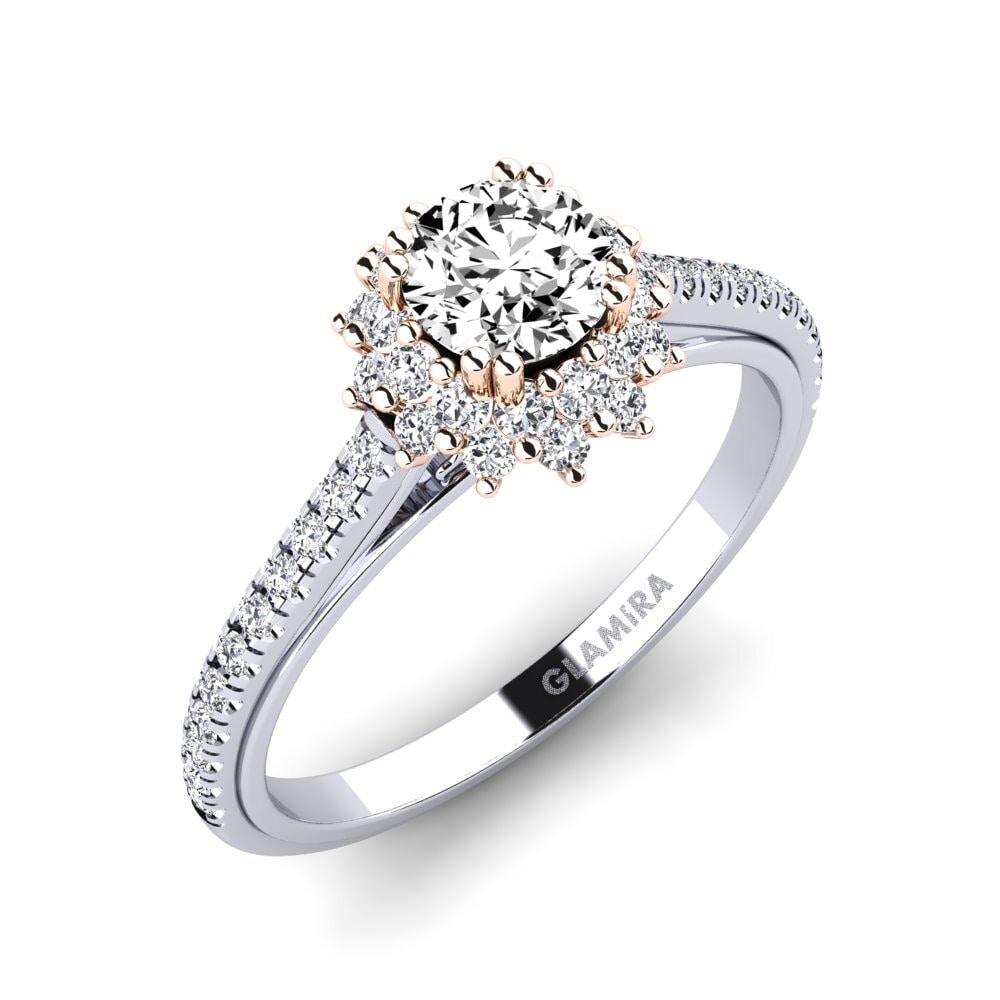 14k Oro Blanco / Rosa Moissanita Anillo de compromiso Daffney