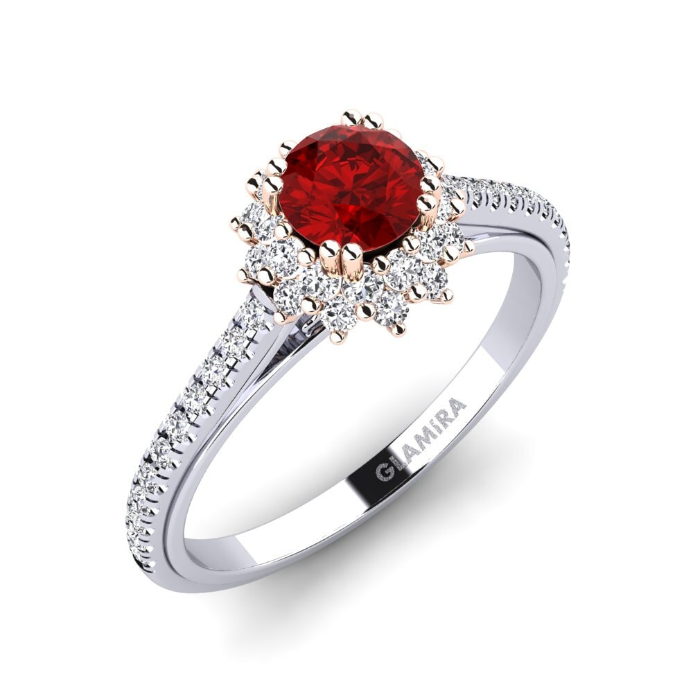 18ct White & Rose Gold Ruby (Lab Created) Engagement Ring Daffney
