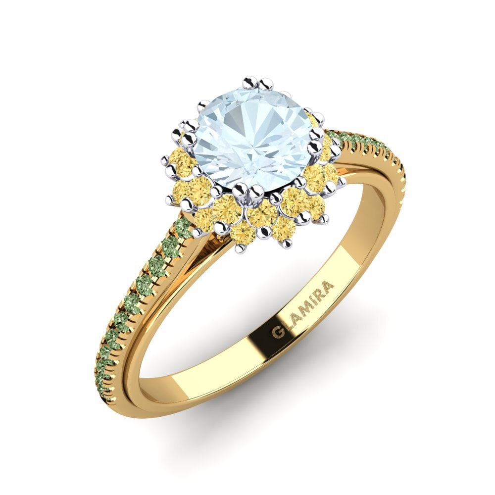 14ct Yellow & White Gold Aquamarine Engagement Ring Daffney 0.8 crt