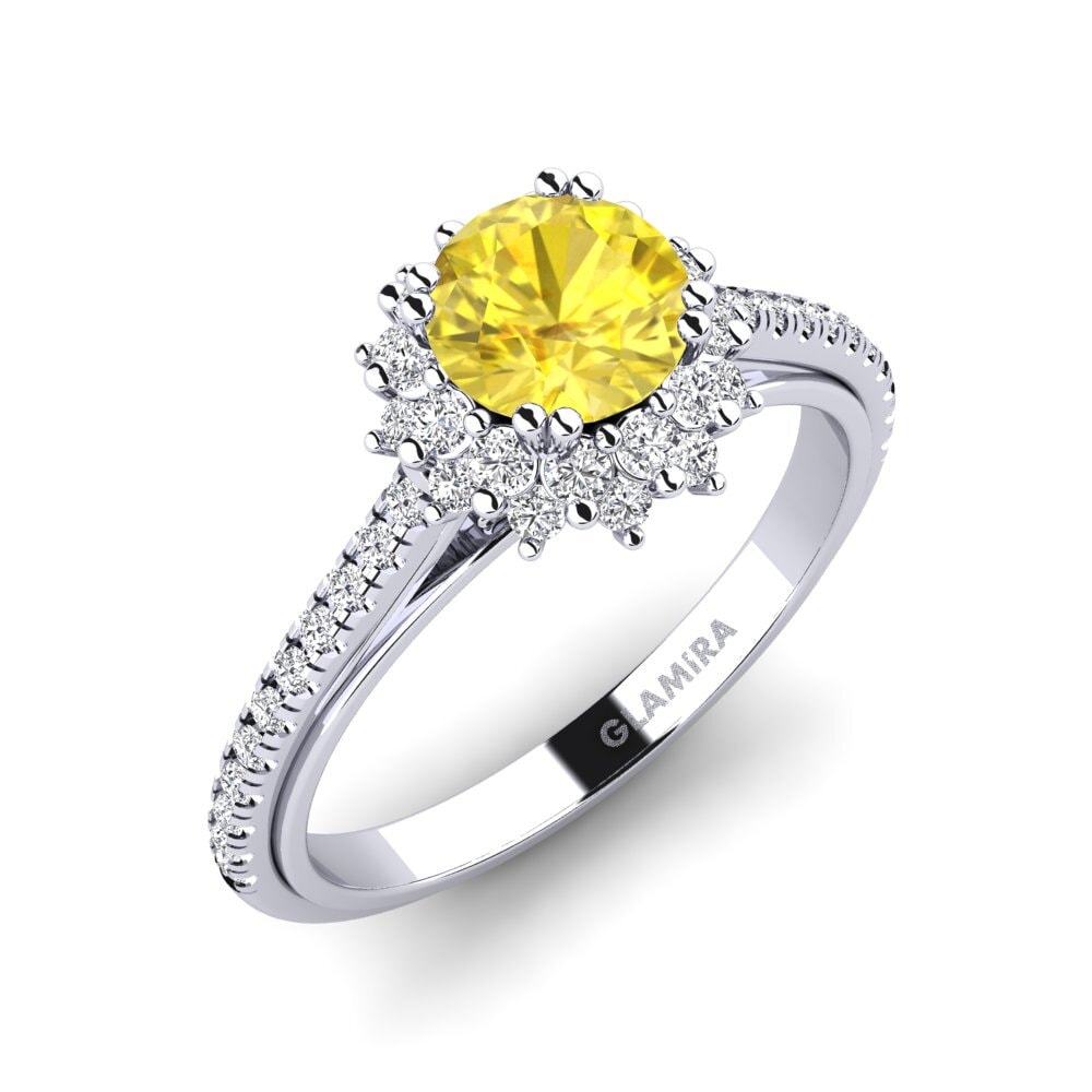 950 Platina Gele Saffier Verlovingsring Daffney 0.8 crt
