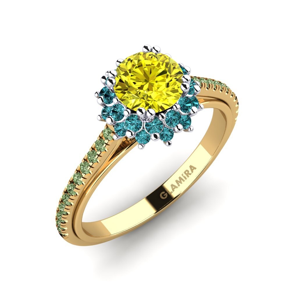 18k Oro Amarillo & Blanco Anillo de compromiso Daffney 0.8 crt