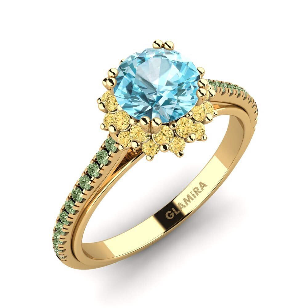 Blue Zircon Engagement Ring Daffney 1.0 crt