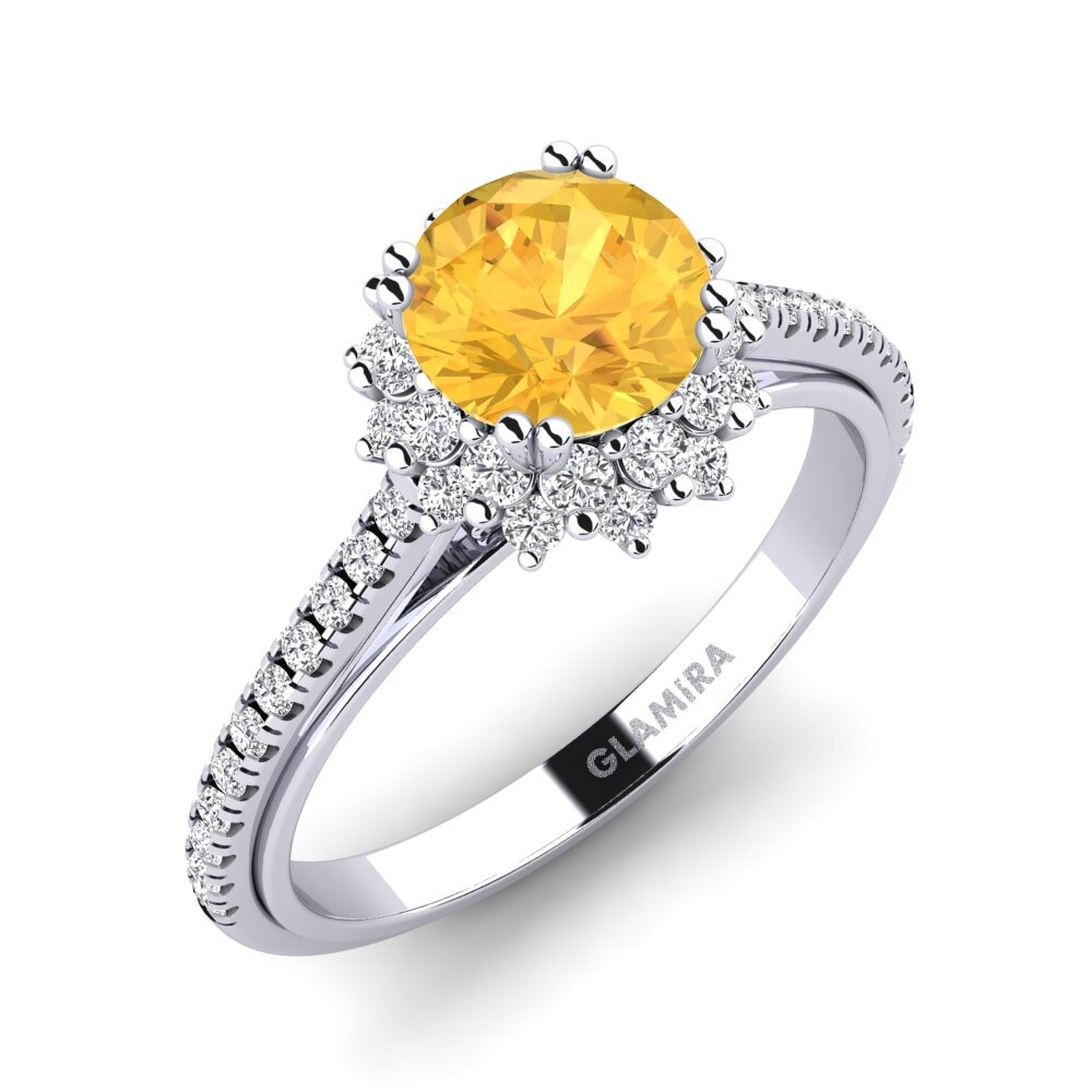9ct White Gold Citrine Engagement Ring Daffney 1.0 crt