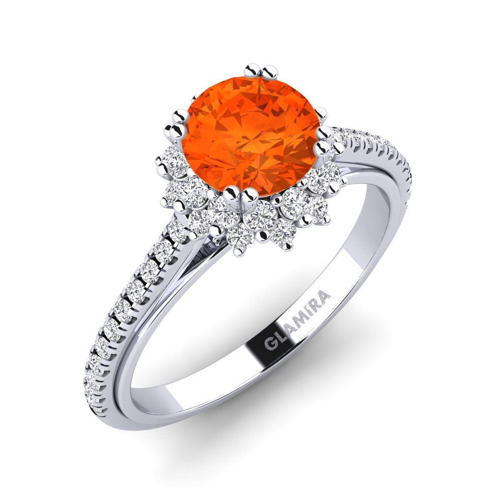 9ct White Gold Fire Opal Engagement Ring Daffney 1.0 crt