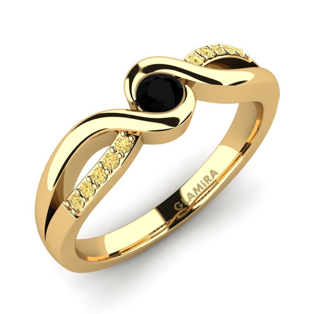 18k Oro Amarillo Anillo de compromiso Dahlia