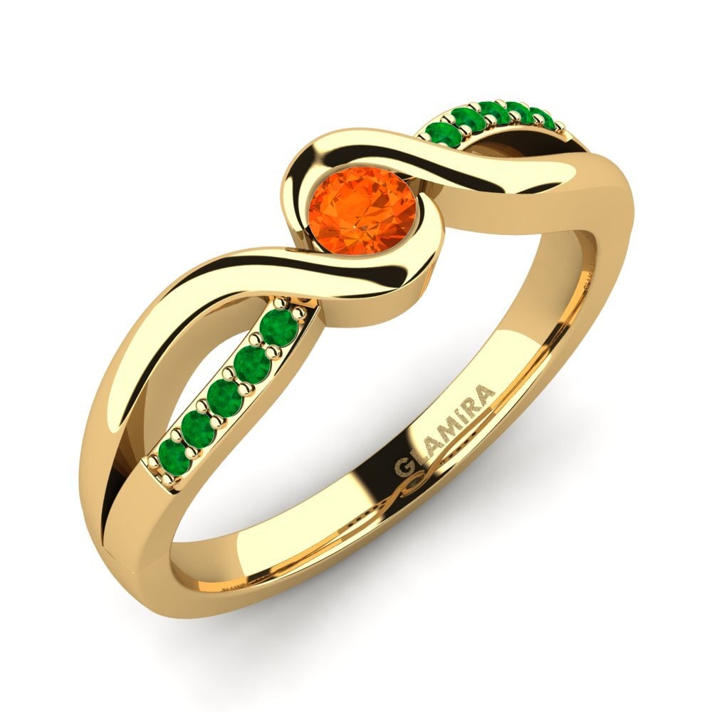 9ct Yellow Gold Fire Opal Engagement Ring Dahlia