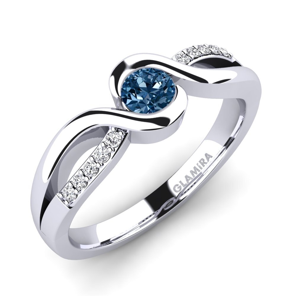 Blauwe Diamant Verlovingsring Dahlia 0.25crt