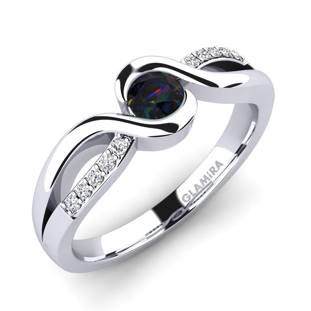 Black Opal Engagement Ring Dahlia 0.25 crt