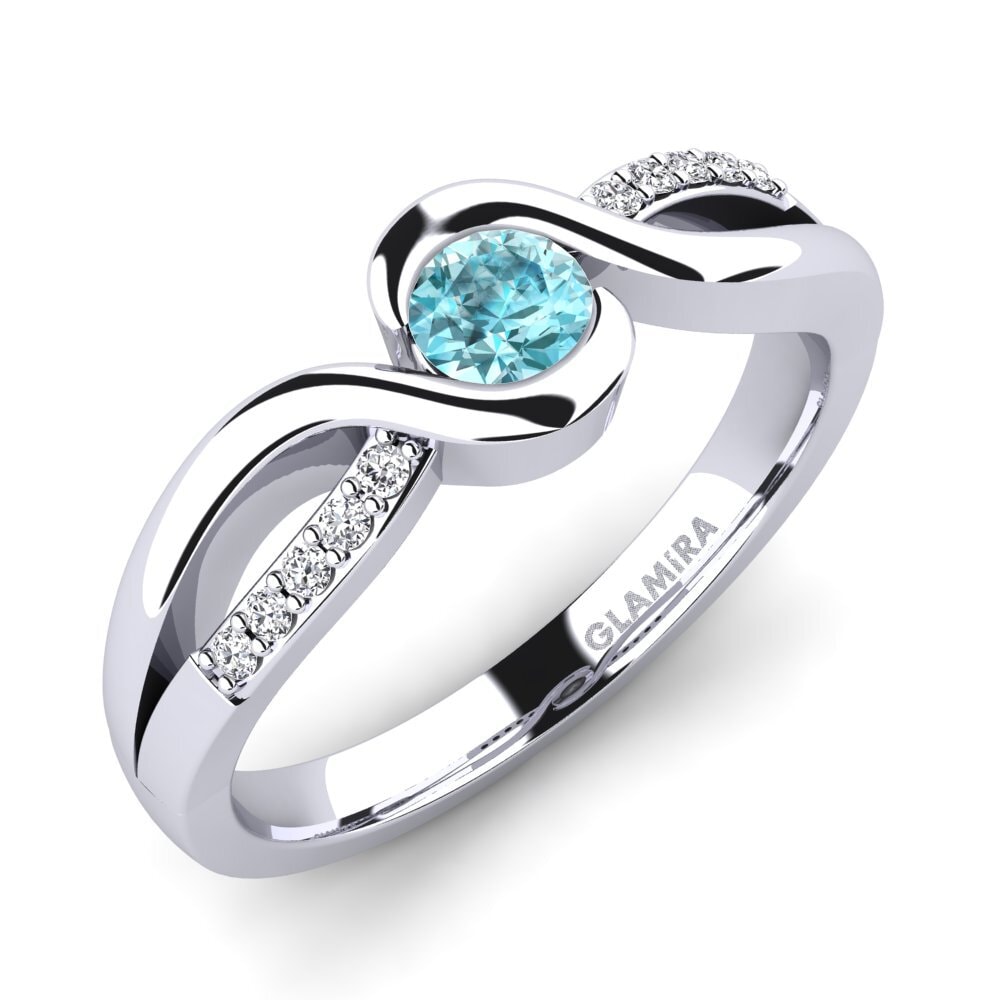 Blue Zircon Engagement Ring Dahlia 0.25 crt