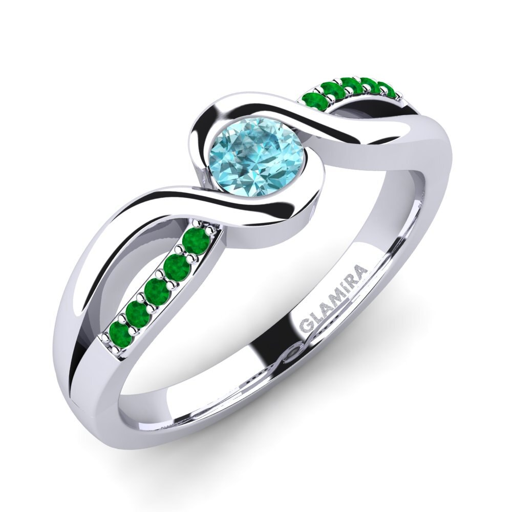 Circón Azul Anillo de compromiso Dahlia 0.25crt