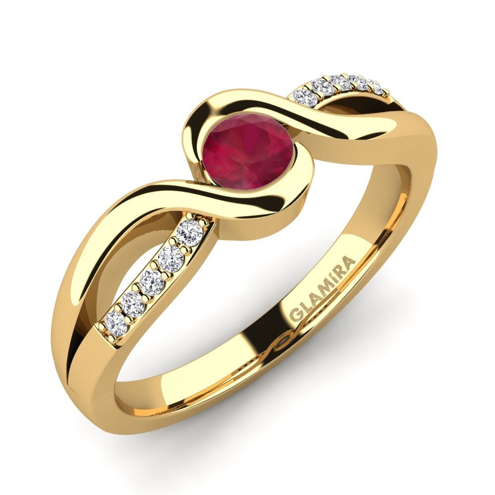 Gelbgold 585 Rubin Verlobungsring Dahlia 0.25crt
