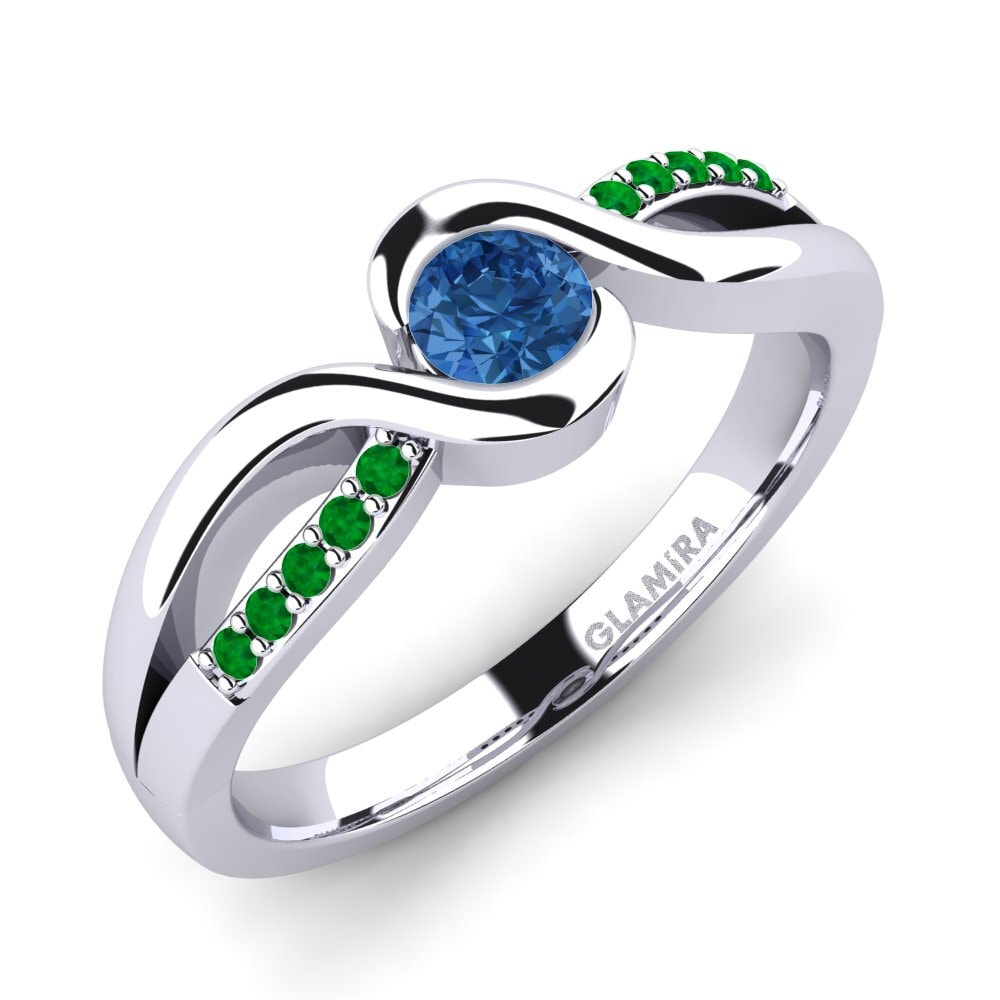 Dark Blue Zirconia Engagement Ring Dahlia 0.25crt
