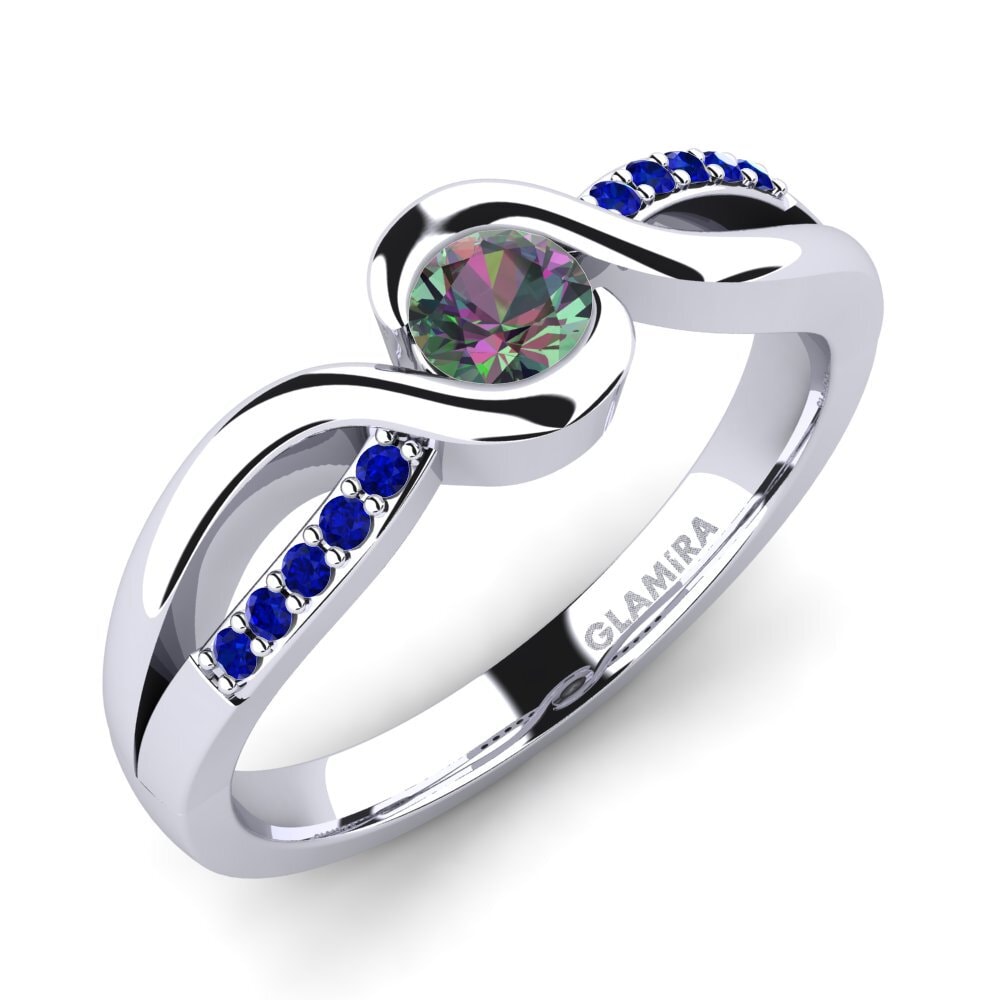 Topacio Místico Anillo de compromiso Dahlia 0.25crt