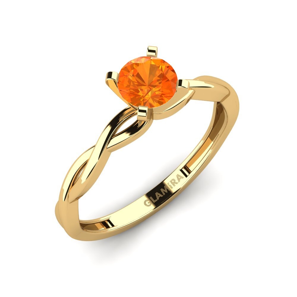 18k Oro Amarillo Zafiro Naranja Anillo de compromiso Despiteously
