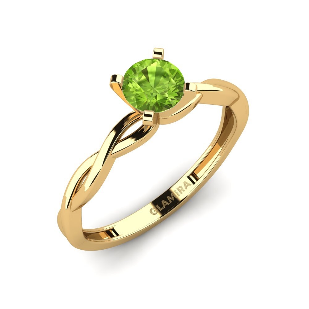 9k Oro Amarillo Peridoto Anillo de compromiso Despiteously