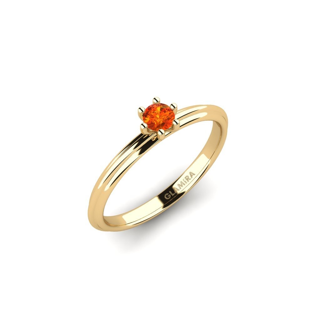 18k Oro Amarillo Zafiro Naranja Anillo de compromiso Dohtig