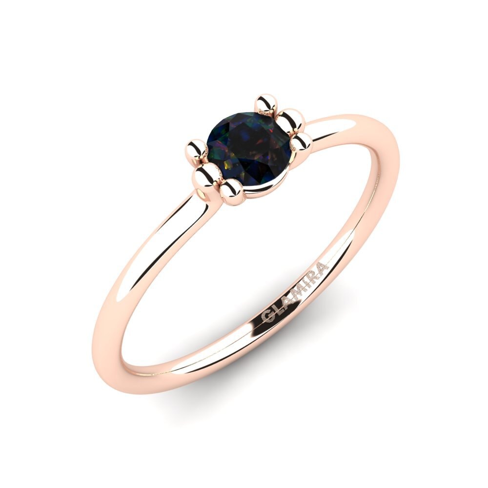 Rotgold 750 Schwarzer Opal Damenring Dorotea