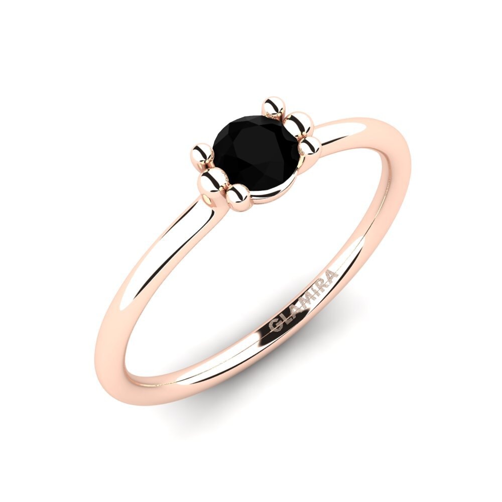 Rotgold 750 Schwarzer Diamant Damenring Dorotea