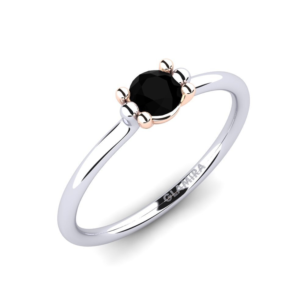 18K Wit & Rood Goud Zwarte Diamant Dames Ring Dorotea