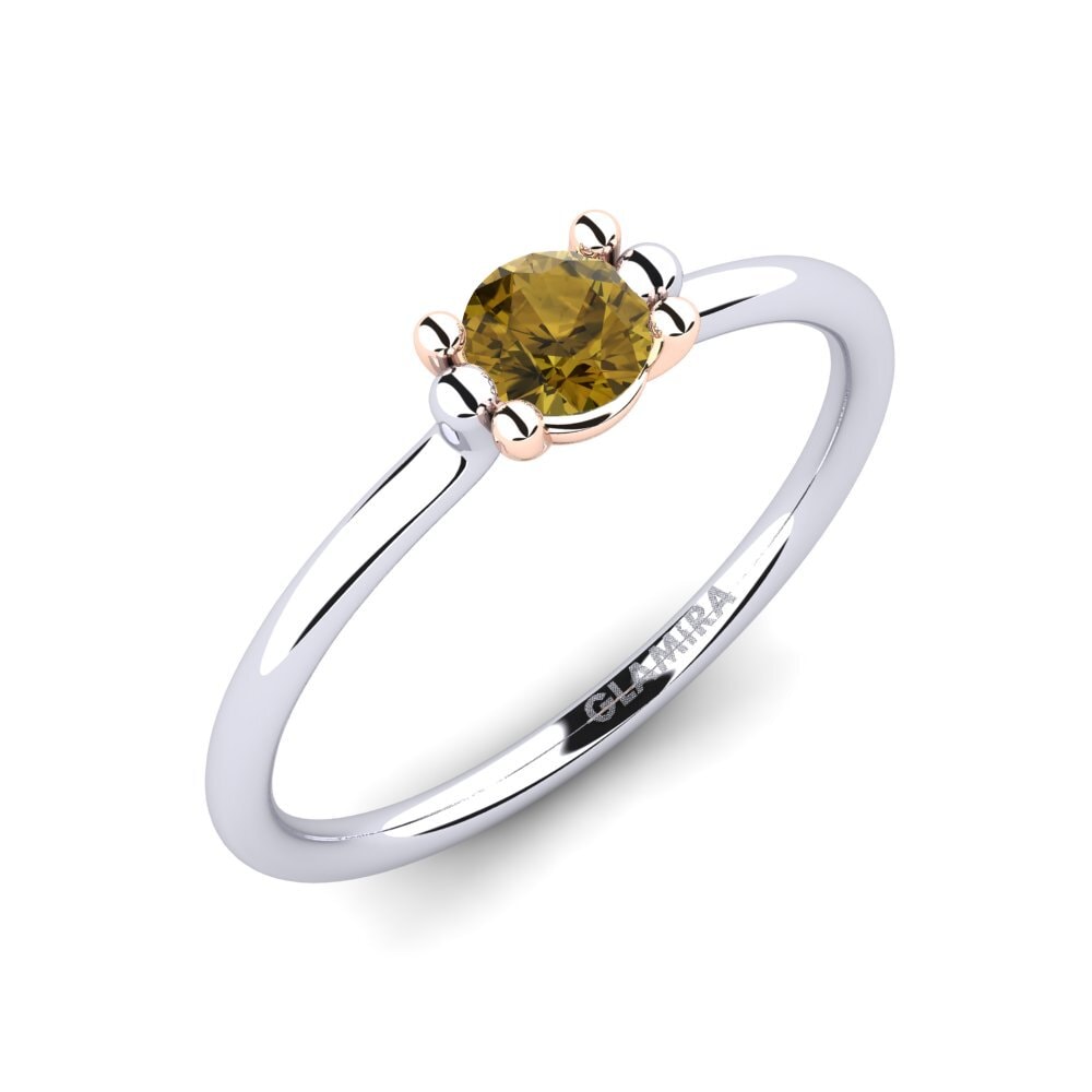 18K Wit & Rood Goud Bruine zirkoon Dames Ring Dorotea