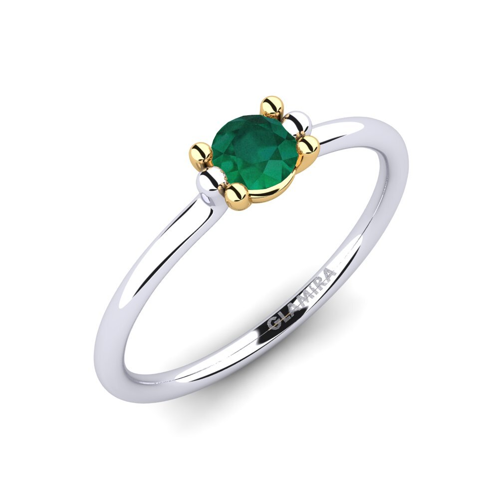 9k Oro Blanco / Amarillo Esmeralda Anillo de Mujer Dorotea