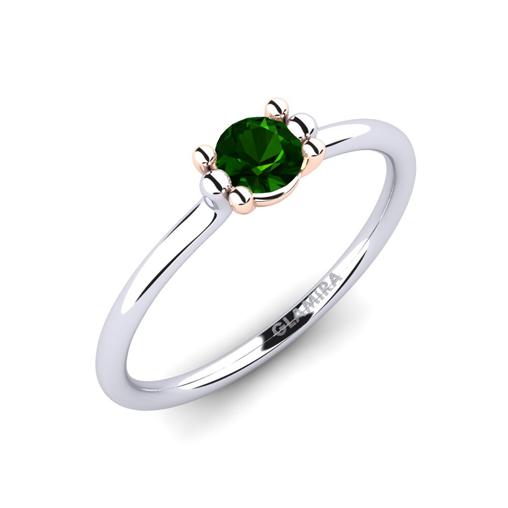 14K Wit & Rood Goud Groene Toermalijn Dames Ring Dorotea