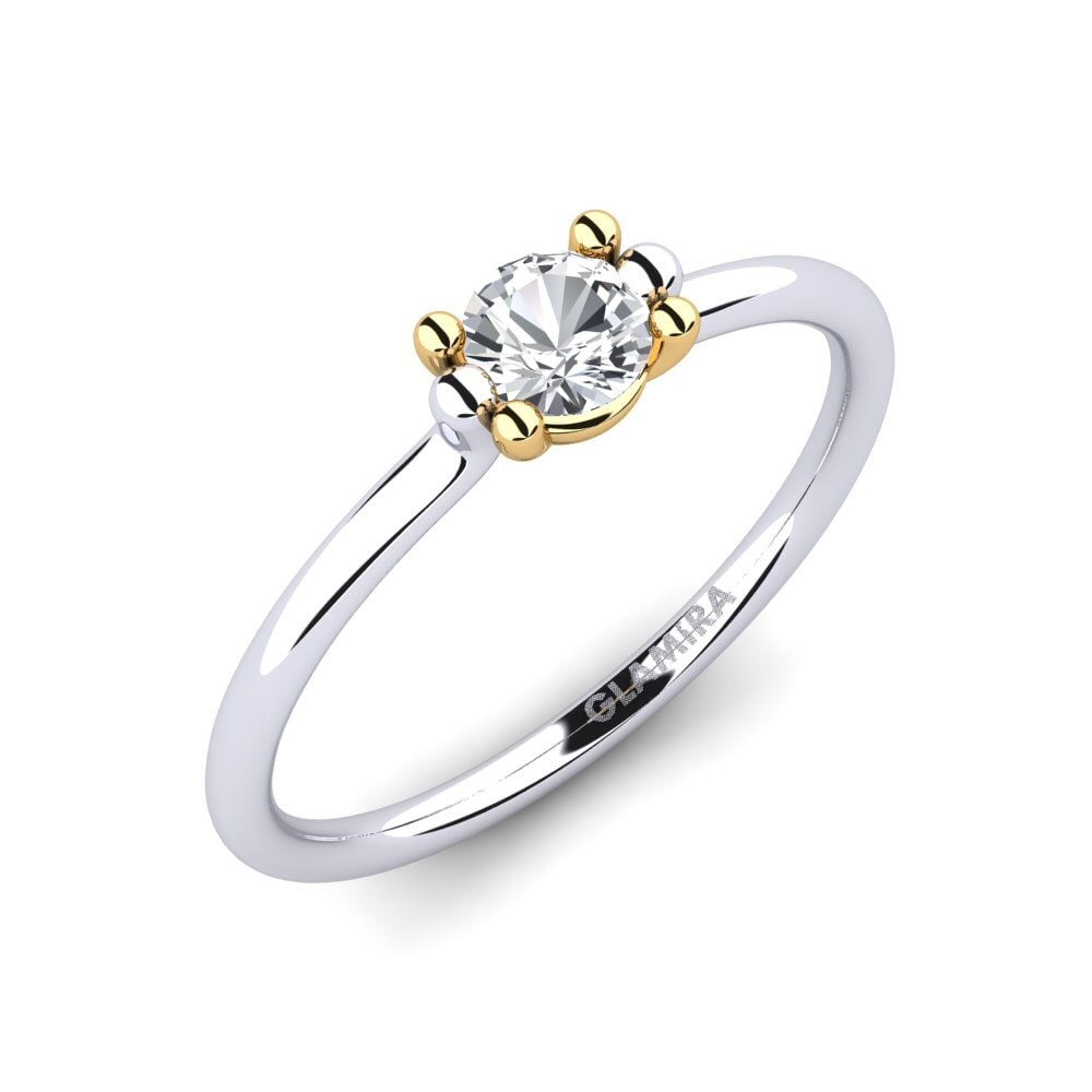 18k Oro Blanco & Amarillo Circón Blanco Anillo de Mujer Dorotea