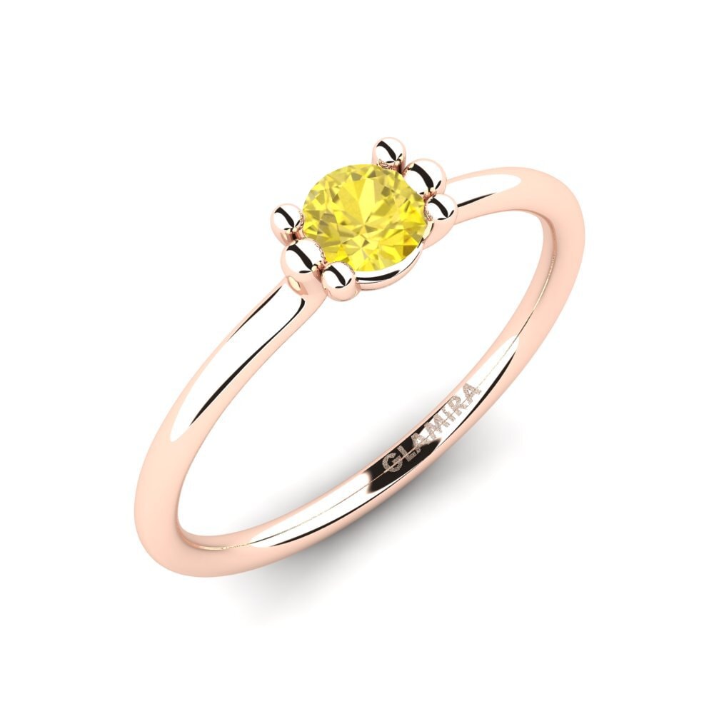 14k Oro Rosa Zafiro amarillo Anillo de Mujer Dorotea