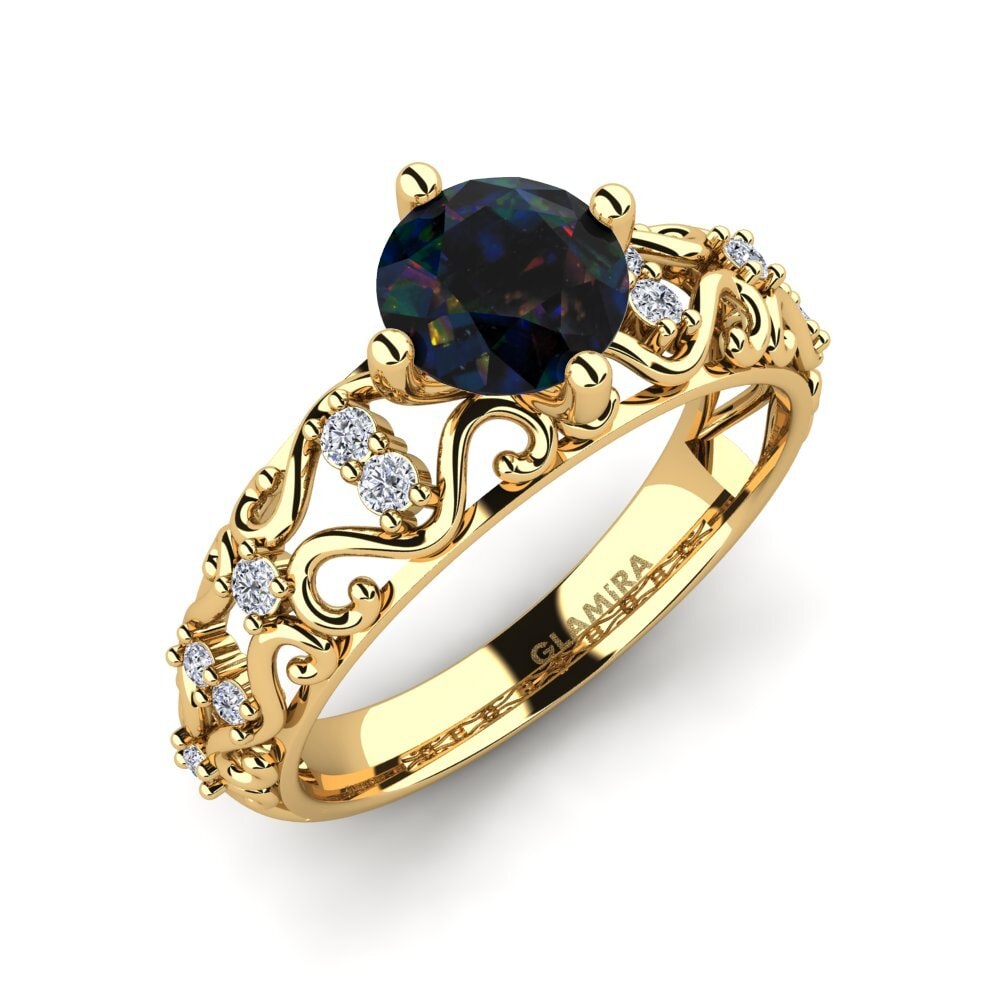 Black Opal Engagement Ring Ebba
