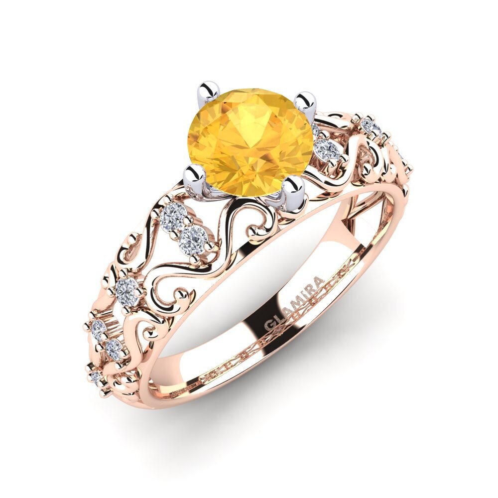 9k Rose & White Gold Citrine Engagement Ring Ebba