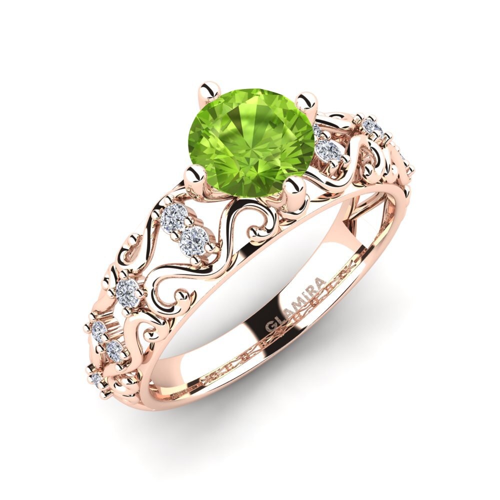 9k Rose Gold Peridot Engagement Ring Ebba