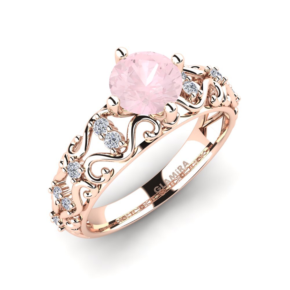 9k Rose Gold Rose Quartz Engagement Ring Ebba