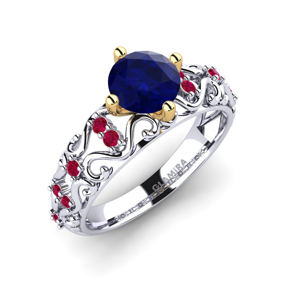 Bague Alliance Or 18 Carats Et Saphir - Taille 54, Occasion, Bijou Précieux Or Jaune Et Pierre Bleue
