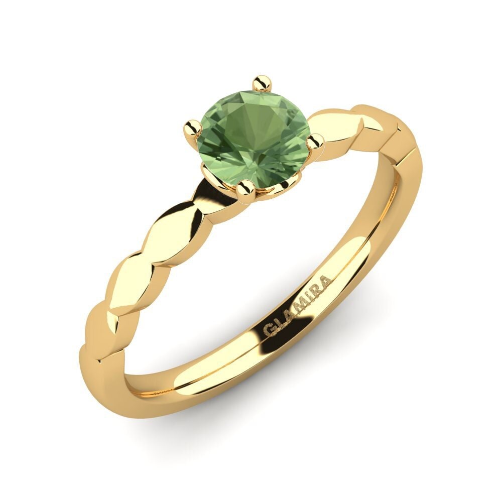 14ct Yellow Gold Green Sapphire Engagement Ring Effie 0.5 crt