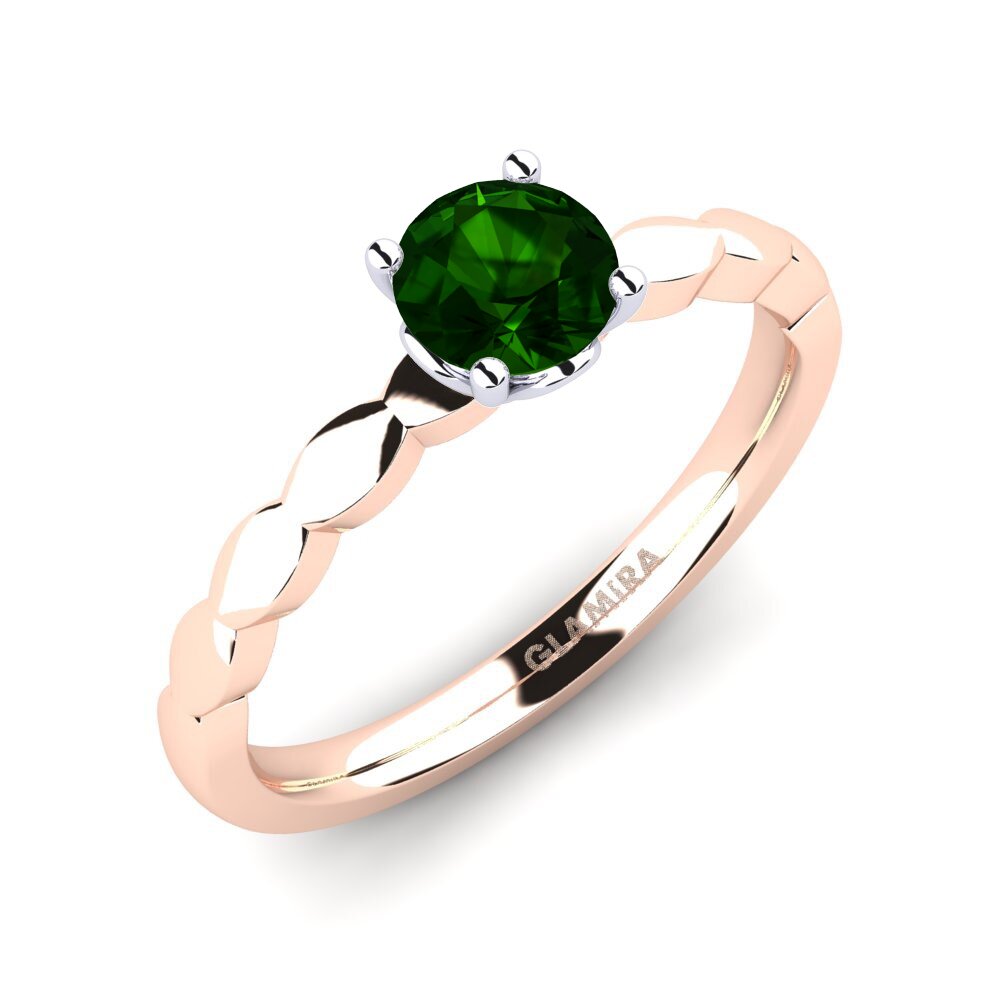 14ct Rose / White Gold Green Tourmaline Engagement Ring Effie 0.5 crt