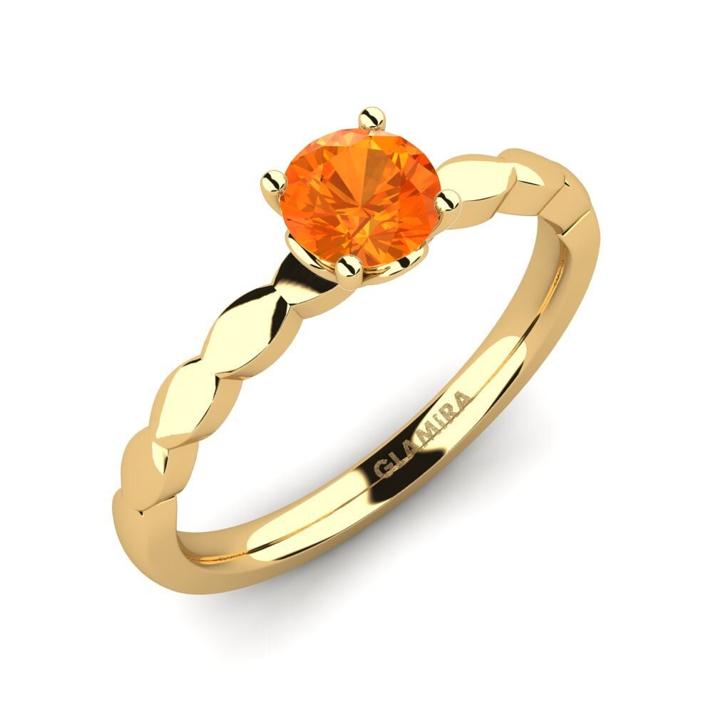 18k Oro Amarillo Zafiro Naranja Anillo de compromiso Effie 0.5 crt