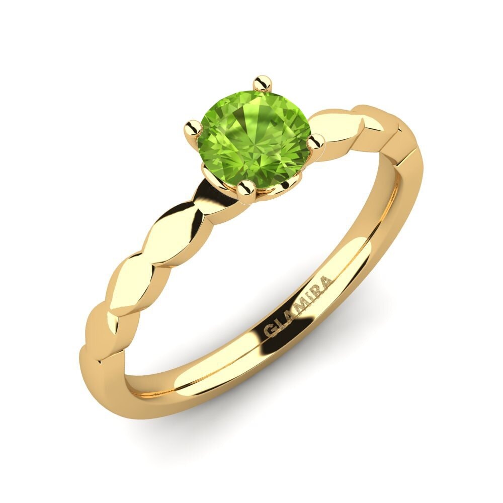 9k Oro Amarillo Peridoto Anillo de compromiso Effie 0.5 crt